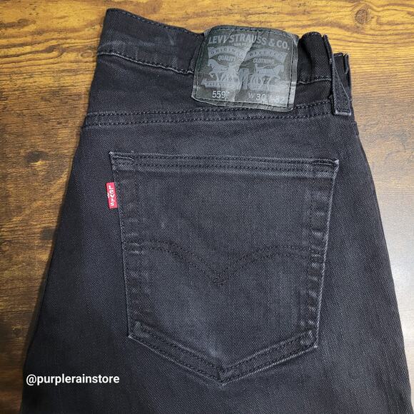 Levi's Jeans 30x32 Measures 32x32 Relaxed Straight 559 Black Stretch Denim - Picture 3 of 12